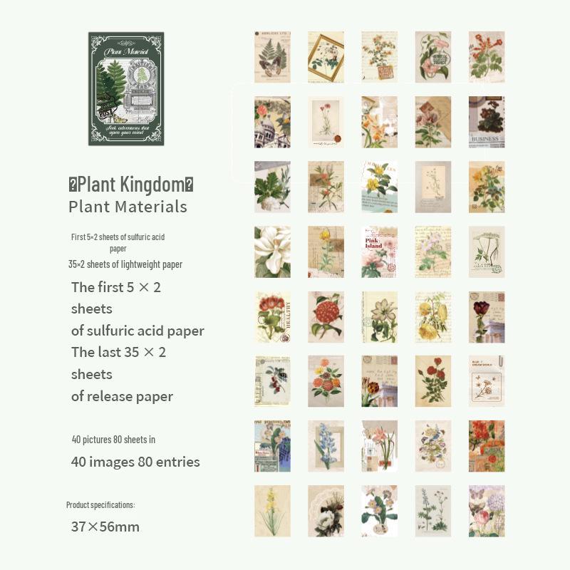 

Material Paper Plant Kingdom Retro Collage Journal - European Style Notebook for DIY Notes