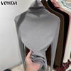 Autumn Women Turtleneck Long Sleeve Thin Casual Cropped Kniteed Sweater Tops Undershirts