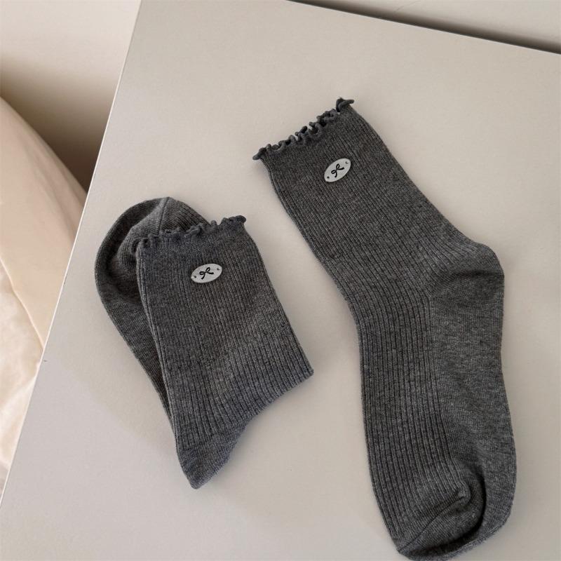 

Женские новые осенне-зимние кружевные милые носки с бантом 1 pair серый