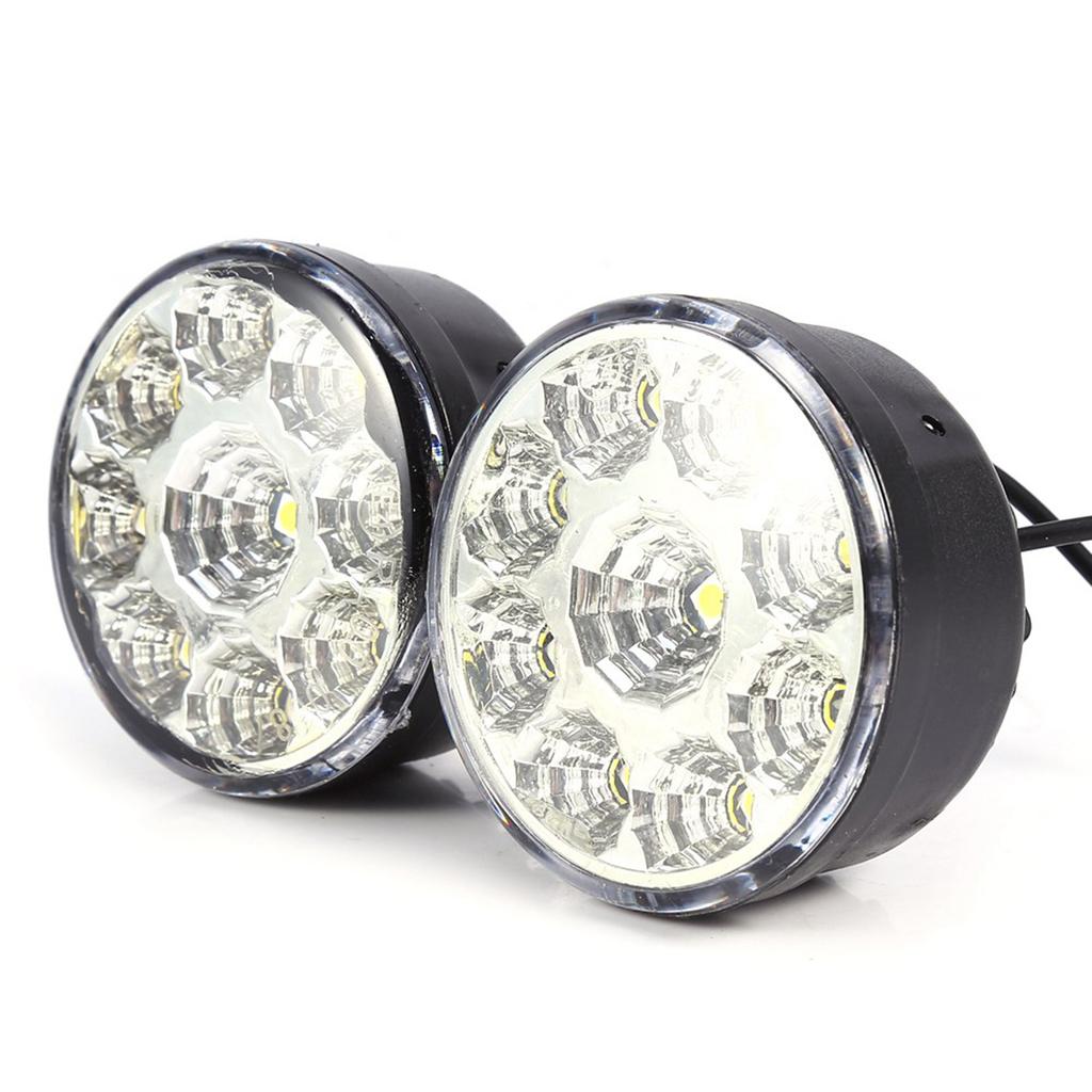 2X Car White 9‑SMD LED Daytime Driving Running Light DRL Fog Lamp Head Light Bulbs