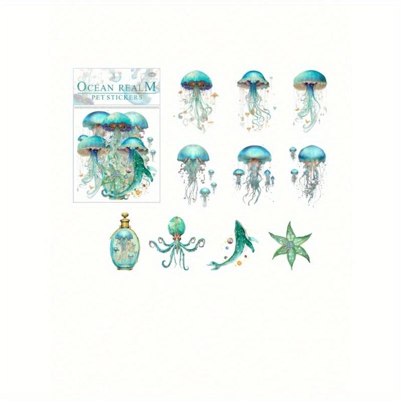 1 Opakowanie 20 Arkuszy Dekoracyjnych Naklejek Ośmiornice i Meduzy z Nadrukiem Foliowym
