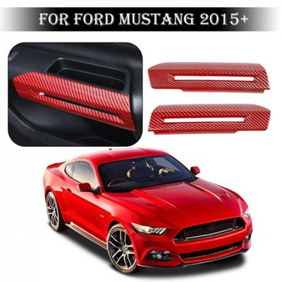 2 pièces Garniture de Cache-Accoudoir de Porte Intérieure Accessoires Pour Ford Mustang 2015+ Rouge Carbone