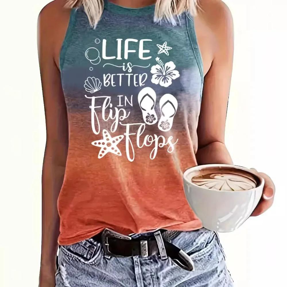 

Fashionable Letter Print Trendy Round Neck Vest S