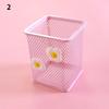 1Pc Pink Metal Pen Holder Office Organizer Cosmetic Square Cil Stand Holders Stationery Container School Supplies