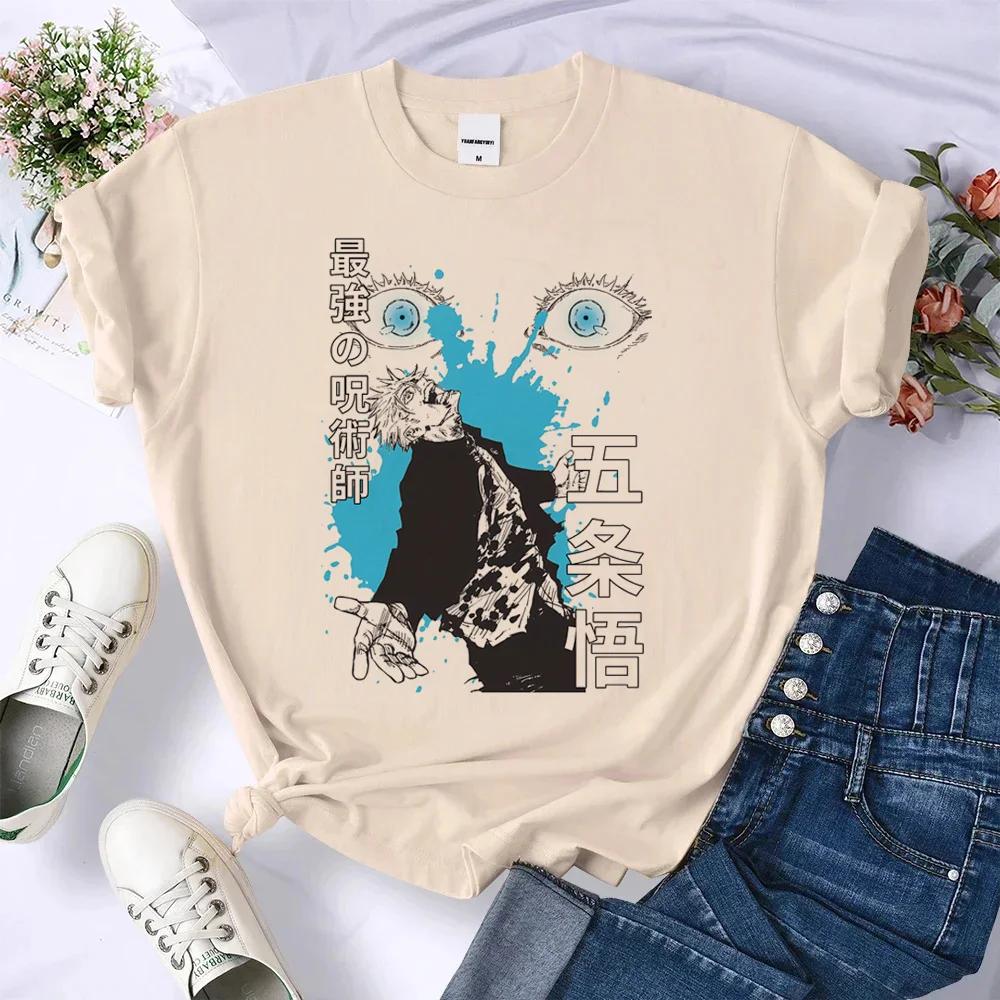 

Jujutsu Kaisen Gojo Satoru Top Women Streetwear Tshirt Female Anime 2000s Designer Clothing Hip Hop Tops Casual Female Clothing 4XL