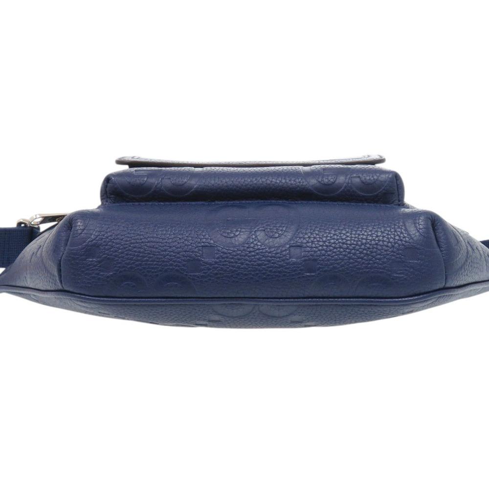 Used AUTHENTIC GUCCI 825964 GG body bag Waist Pouch blue Leather