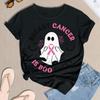 Women's Casual Halloween Breast Print T-Shirt Round Neck Pullover Short Sleeve Top