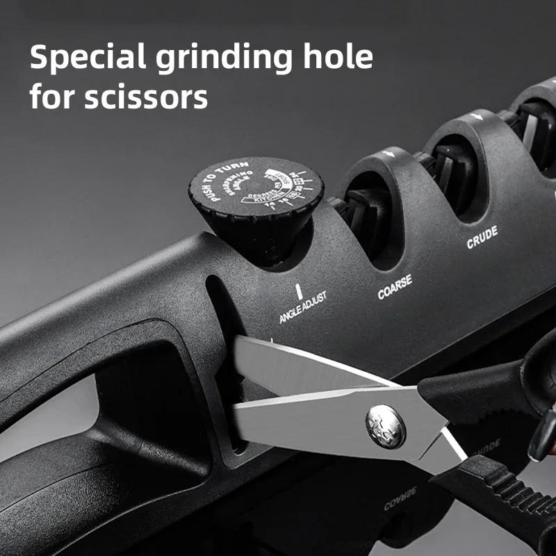 KEMORELA Messerschärfer 5 in 1 Professionelles Küchenschere Schärfwerkzeug Diamant Winkelverstellbare Schleifmaschine