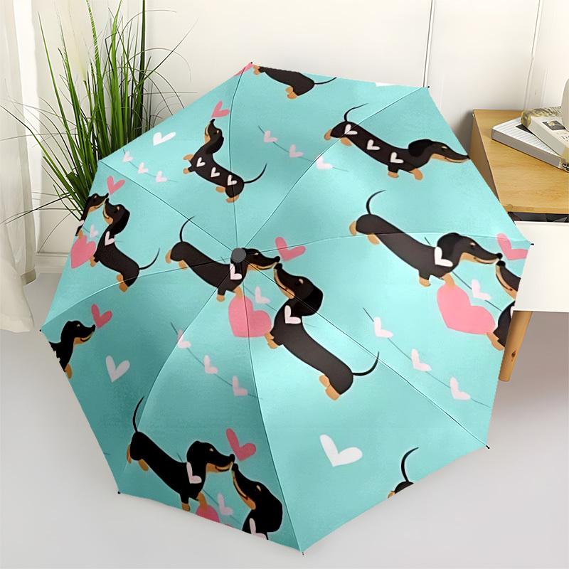 1pc Dachshund Love Automatic Open/close Folding Umbrella, Compact Portable Travel Umbrella, Durable Construction yy251230098