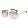 Frameless Fashionable Sunglasses, Box Personalized Stall Sunglasses, Foreign Trade Sunshade Double Beam Glasses, Versatile Light Luxury Tide