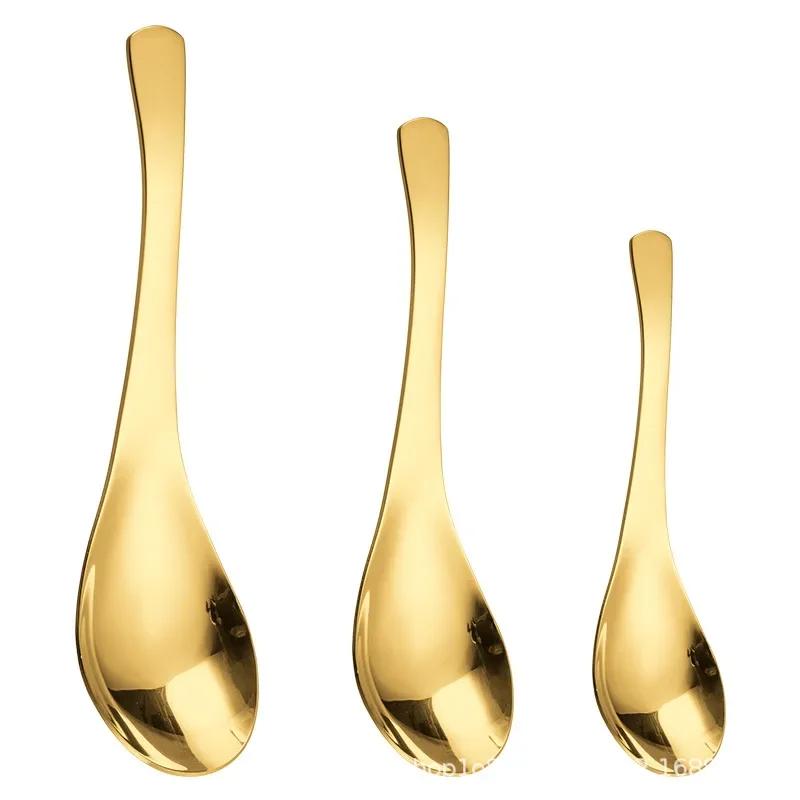Stainless steel spoon Round bottom  Household tableware deepen Chinese dinner spoon  extended