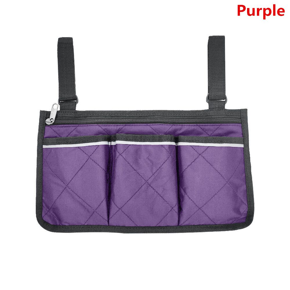 Reflective Strip Multi-pocketed Pocket Organizer Armrest Pouch Storage Bag Wheelchair Side Bag