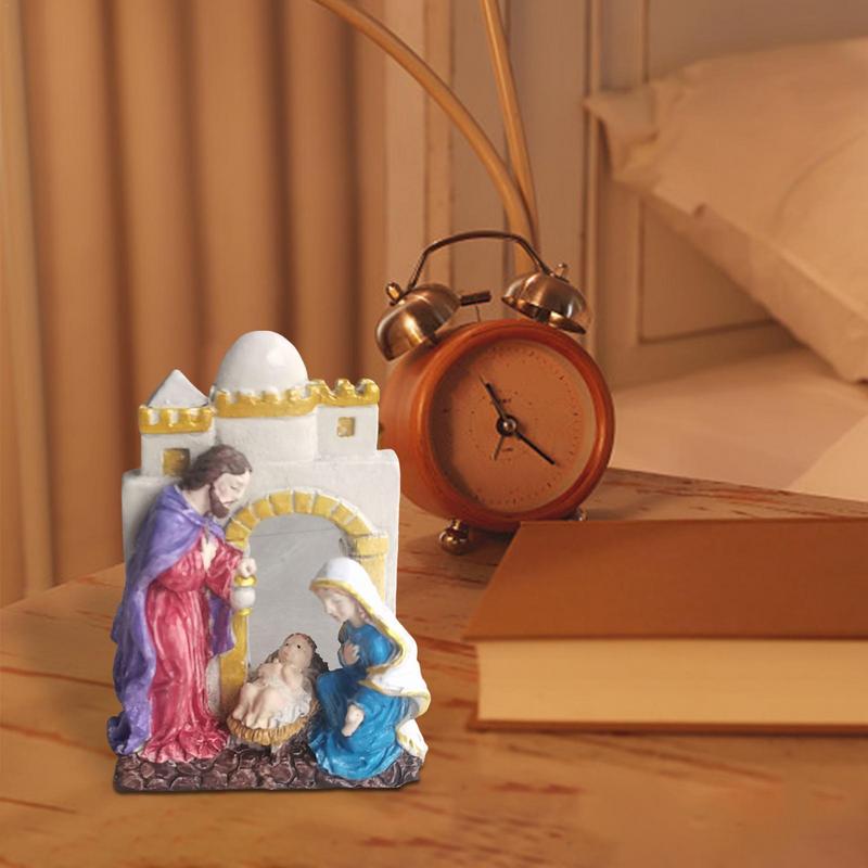 Resin Nativity Ornament Jesus Resin Statue Novelty Holy Family home Decors For Study Room Living Room Christmas Decoration