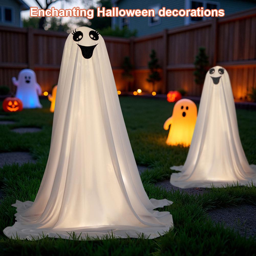 Świecący Duch Straszny Duch Dekoracja Halloweenowa ze Światełkami LED Straszne Stojące Duchy Dekoracja na Drzwi Wejściowe Ganek Podwórko Domową Imprezę