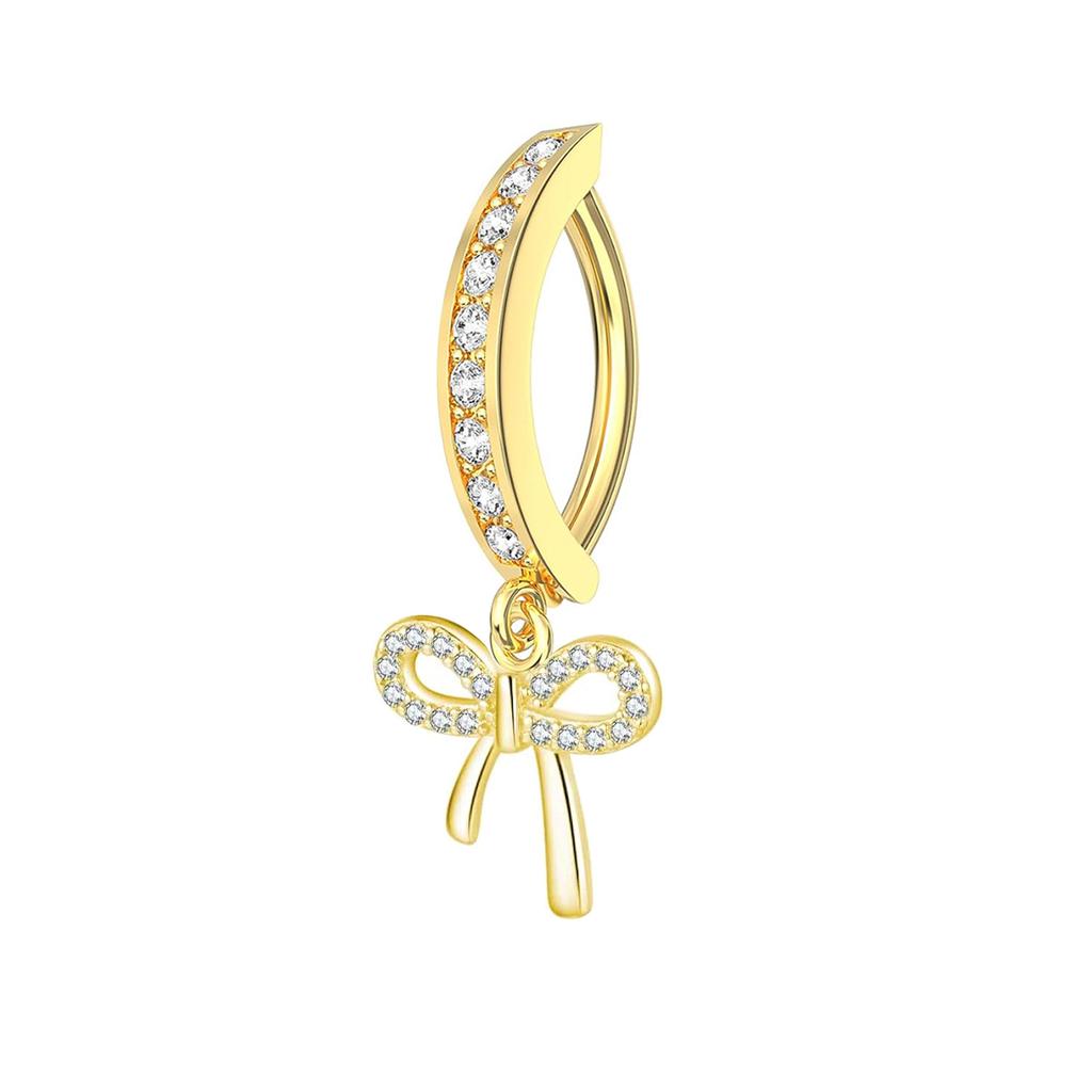 Stainless Steel Belly Button Stud with Hollowed-out Bow-shaped Belly Button Accessory