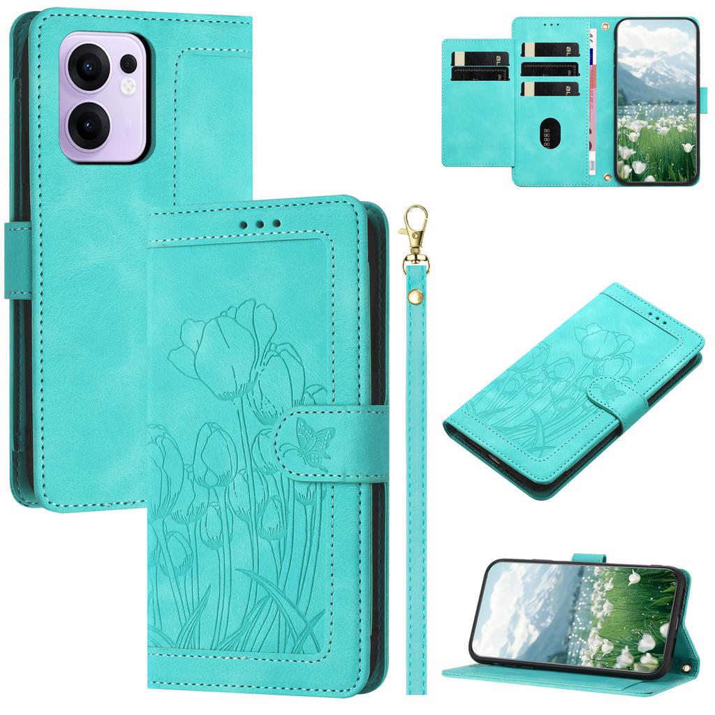 For Oppo Reno13 F 5G (Reno 13 FS 5G)/4G Case Tulip Leather Phone Cover with 5 Card Slots Wallet