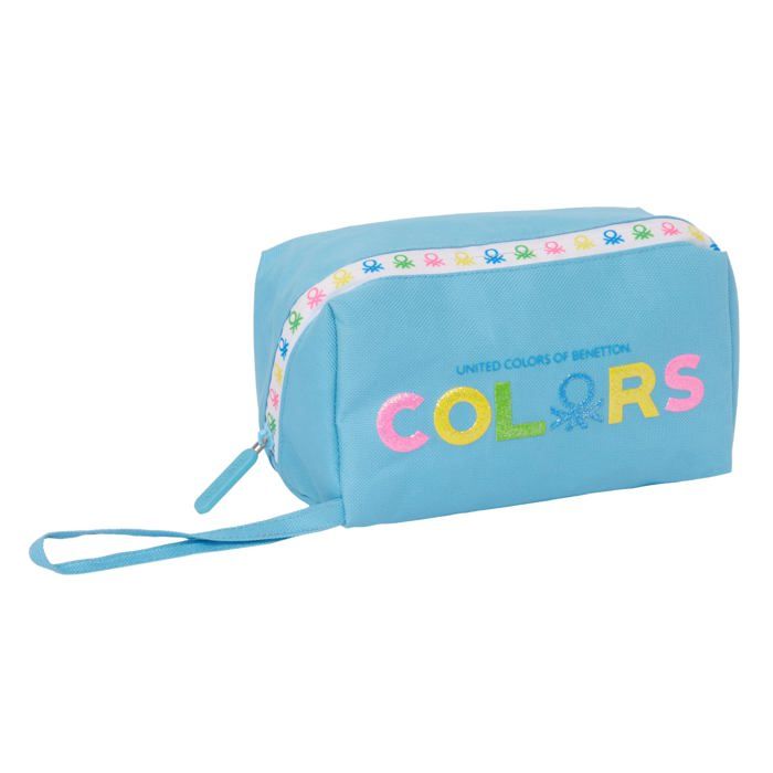 Trousse carrée - safta - M050 - 10x22x10 cm - Polyester - Fermeture éclair - Bleu ciel - Décontracté - Uni
