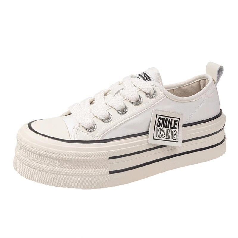 Platform canvas shoes women's 2025 autumn new versatile Korean version new trendy muffin little white shoes casual board shoes in