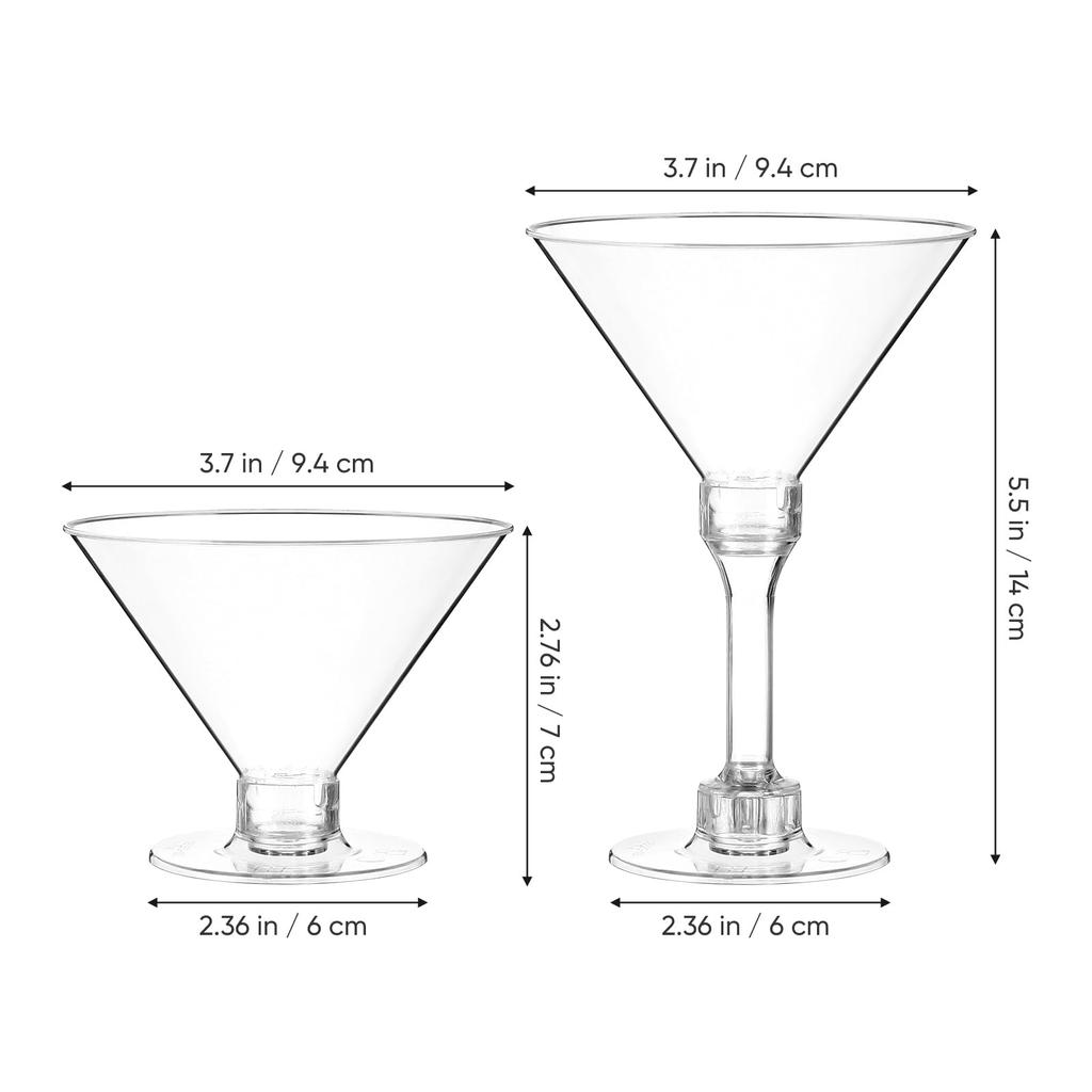 Luxshiny Plastic Cocktail Glasses, Set of 20, 5.07 oz, Clear, Short Type, Stable Design, Disposable Party Cups, Suitable for Wine, Table Decoration