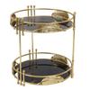 Make-up   Eisen 2-stöckig Hautpflege Aufbewahrung Display-Ständer Badezimmer-Arbeitsplatte   Regal für Schminktisch Schlafzimmer Schwarz Gold