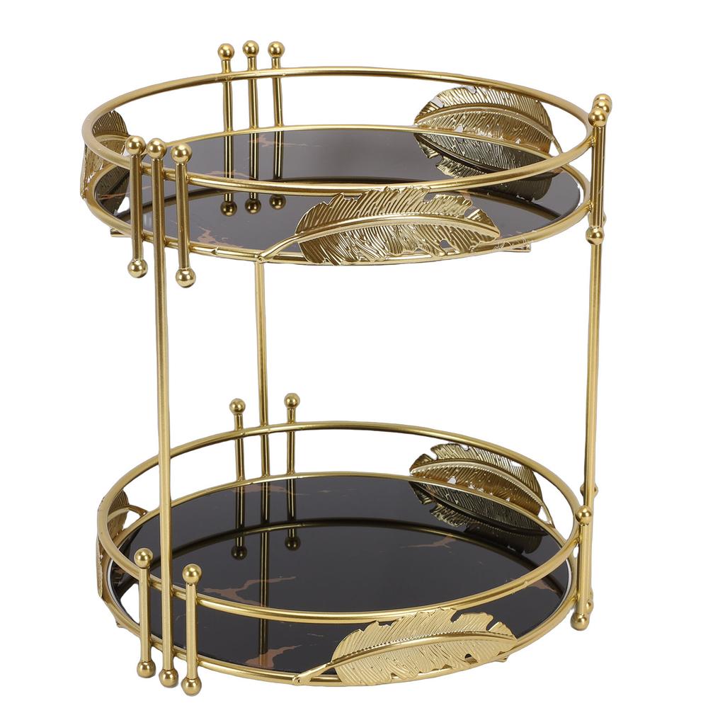 Make-up   Eisen 2-stöckig Hautpflege Aufbewahrung Display-Ständer Badezimmer-Arbeitsplatte   Regal für Schminktisch Schlafzimmer Schwarz Gold