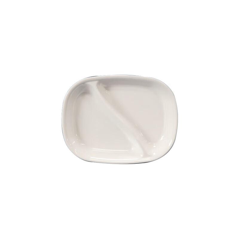 8.5-inch Rectangular Melamine Two-Compartment Snack Plate
