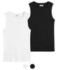 TOPBOY [2Pack] Basic Stretch Ribbed Cotton Sleeveless T-Shirt 2 Colors