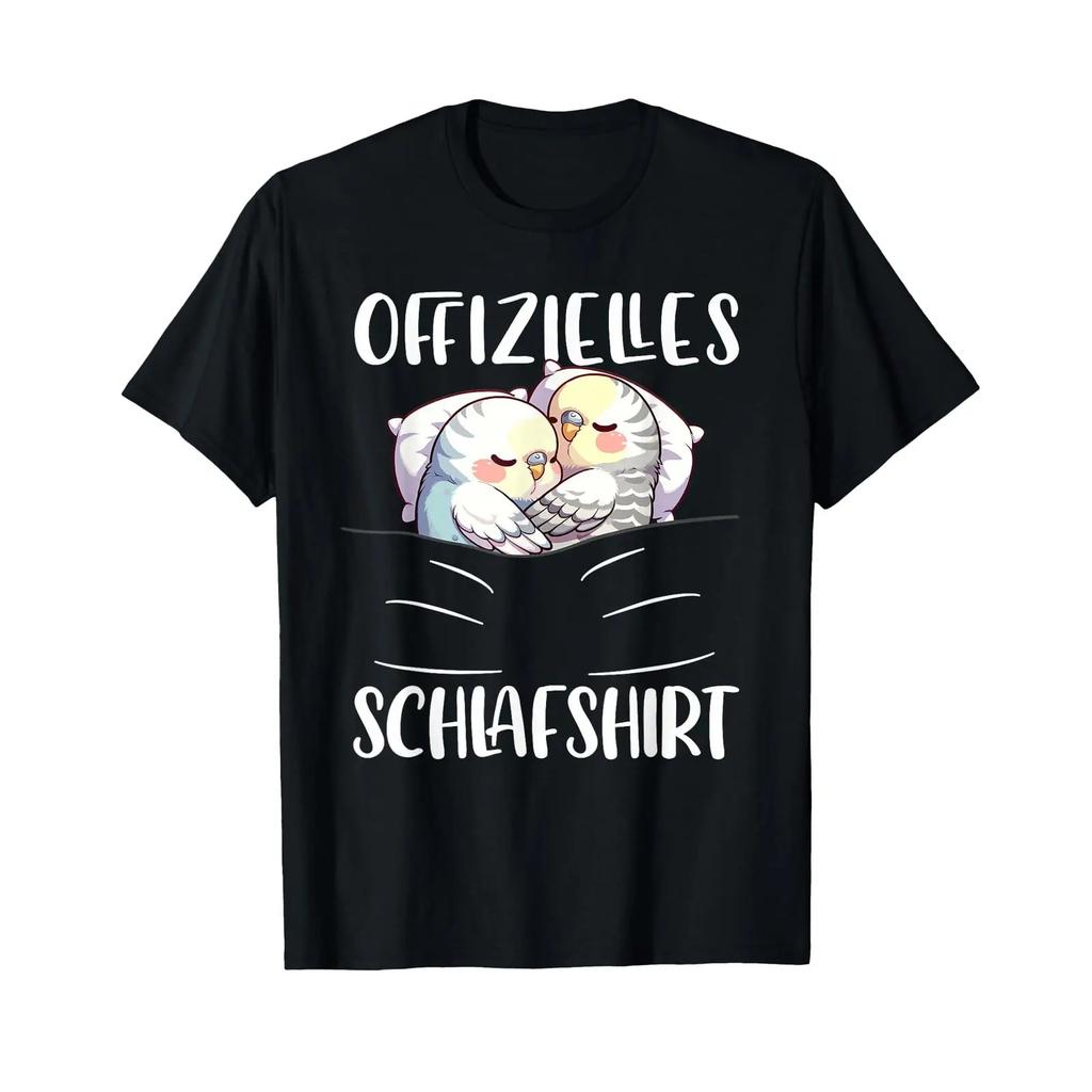 Official Sleep T Shirt Budgie Pyjamas Black Vintage Unisex Graphic Stylish Versatile Comfortable Fashion Slightly Homme