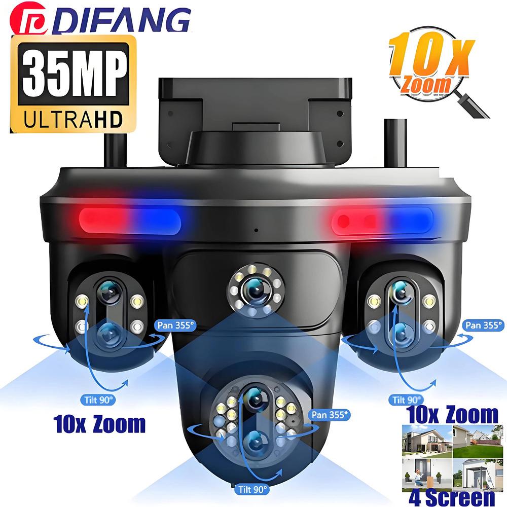 

35MP Outdoor 7 Len 4 Screen 10X Zoom Video Surveillance Auto Tracking CCTV WiFi Security Camera External IP Cam WIFI Camera