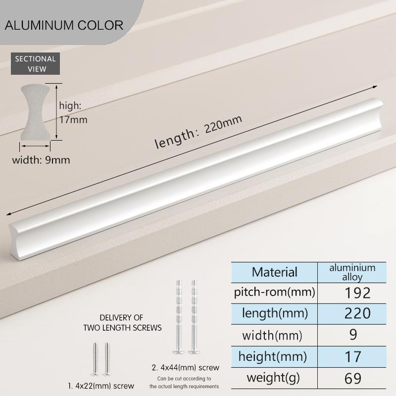 Simple Modern Cabinet Door Aluminum Alloy Handles Wardrobe Long Handles Length Of 500mm Black Drawer Pulls Kitchen Cupboard Pull