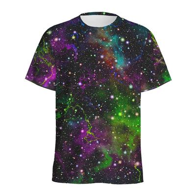 Colorful Galaxy Space Pattern T Shirt Men Round Neck Short Sleeve 3d Printed Universe Starry Sky Tees Tops Women Loose T-Shirt