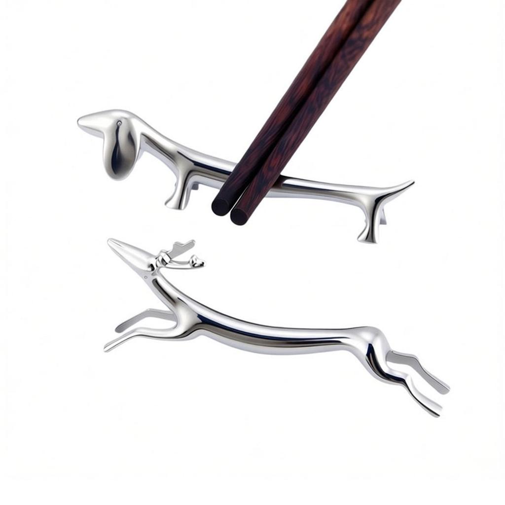 Adorable Metal Chopstick Rest - Dog & Deer Design Chopstick Holder, Japanese Tableware, Knife & Fork Pillow for Hotels