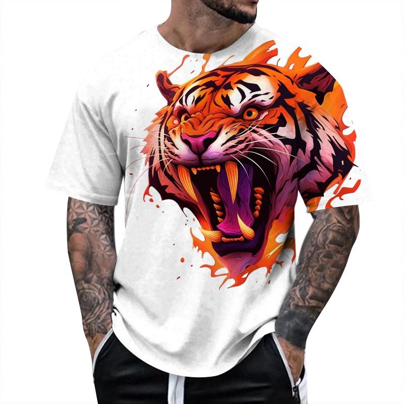 Summer Trend Short Sleeved 3D Digital Printed Animal Loose T-shirt Top