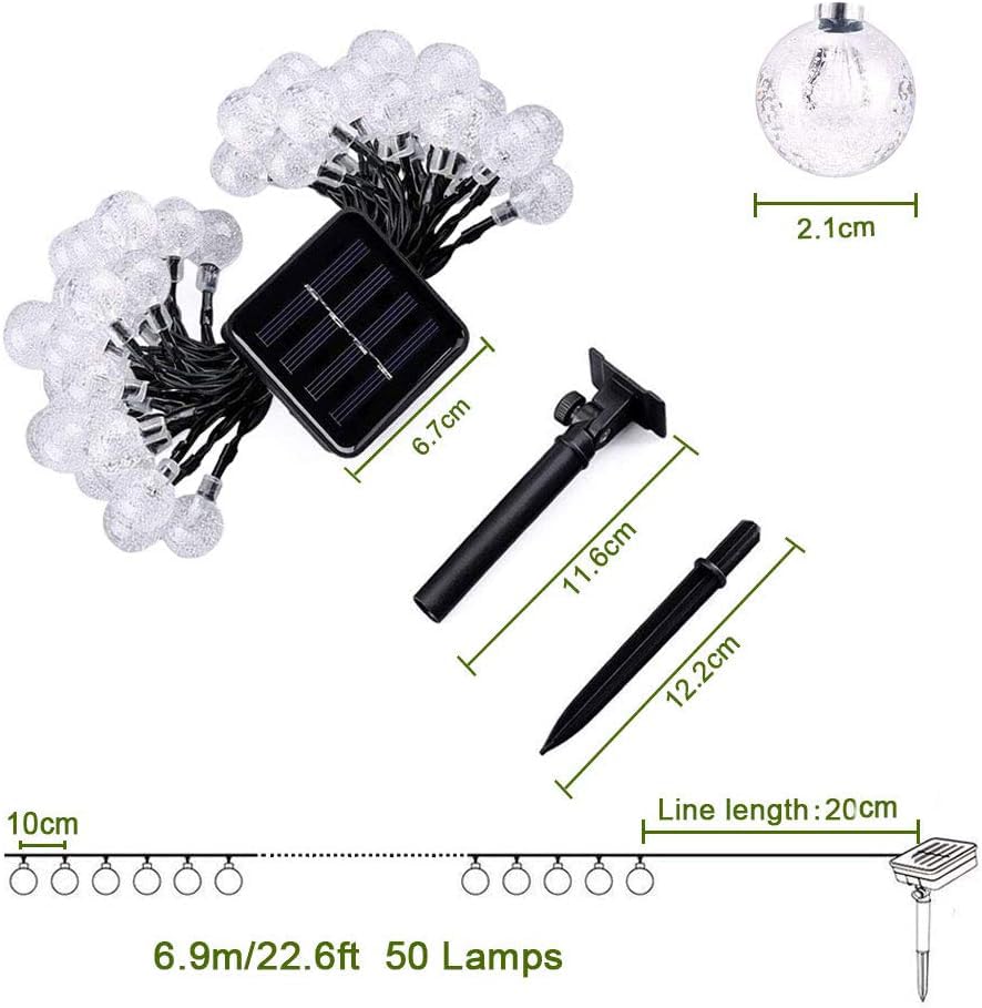 Cshare Solar LED String Lights, 50 Bulbs, 7M, IP65 Waterproof, 8 Modes, Automatic Nighttime Lighting, Camping Garland Lights, Suitable for Christmas,