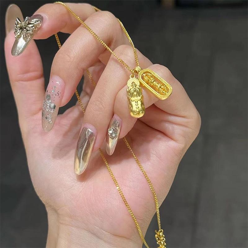 Gold Pixiu Vajra Halskette: Diamantanhänger, mehrreihige Schlüsselbein-Kette für Freundin, Wei Xue Stil.
