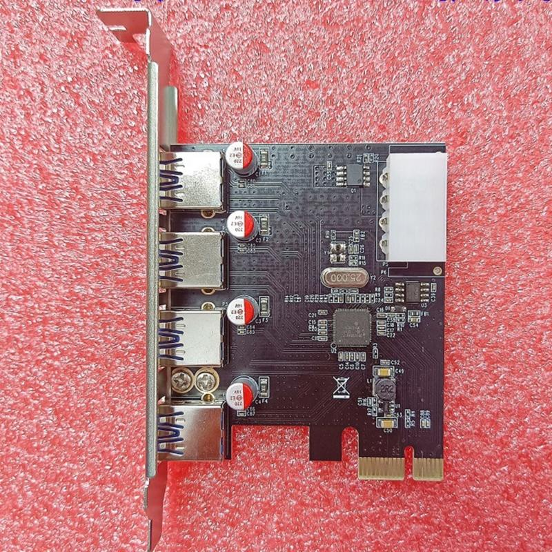 4 Port USB3.0 PCIE Expansion Card PCIE to USB3.0 Board 5Gbps Adapter Controller Replacement for Desktop PC Accessories