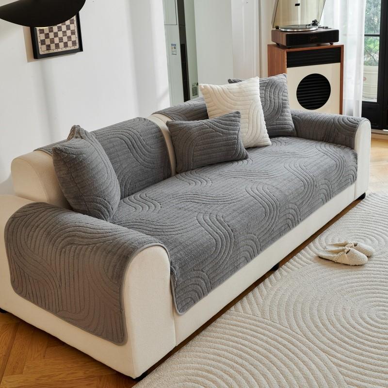 1pcs Solid Color Sofa Cover Anti Slip Scratch Resistant Couch Cushion Living Room Dust-proof Wear Resistant Furniture Protector