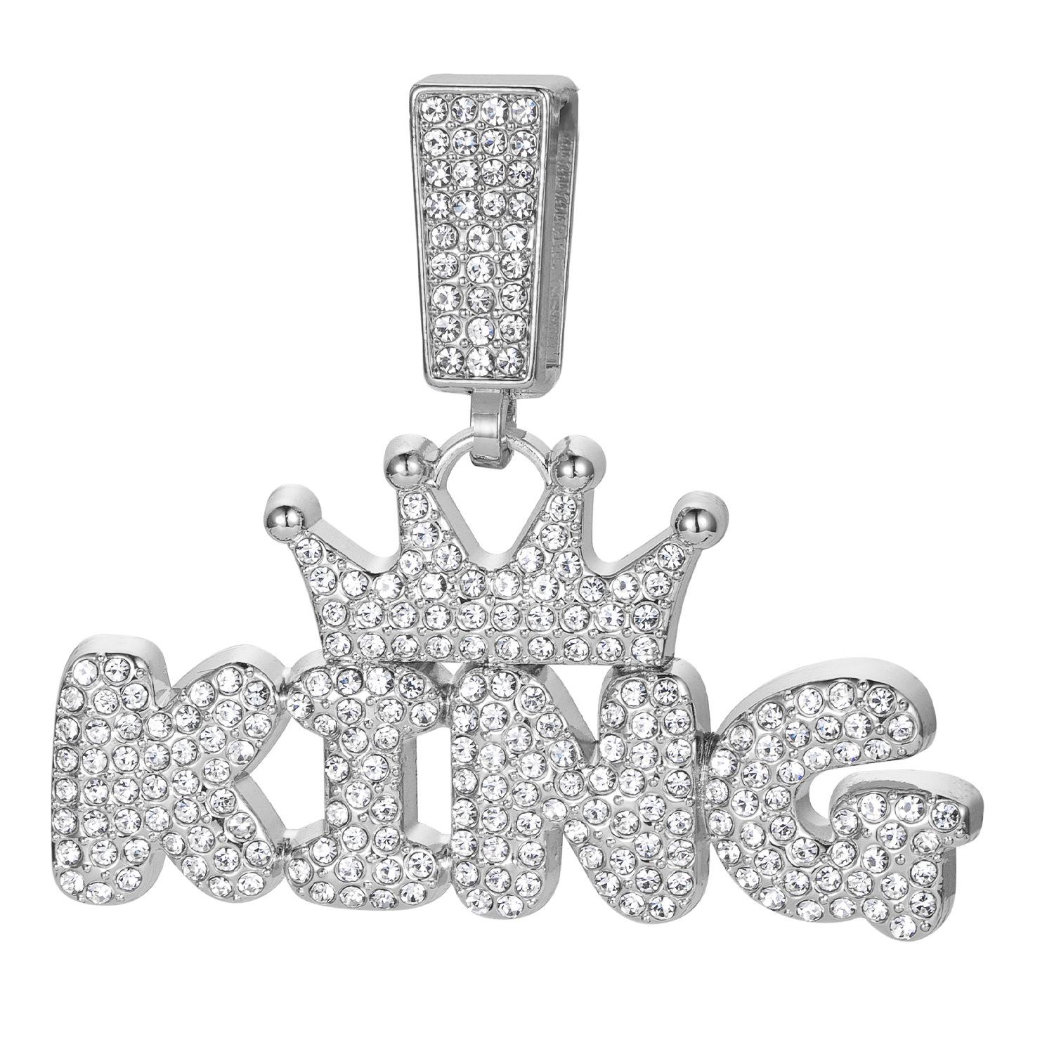 European and American Style Crown Letter KING Full Diamond Pendant