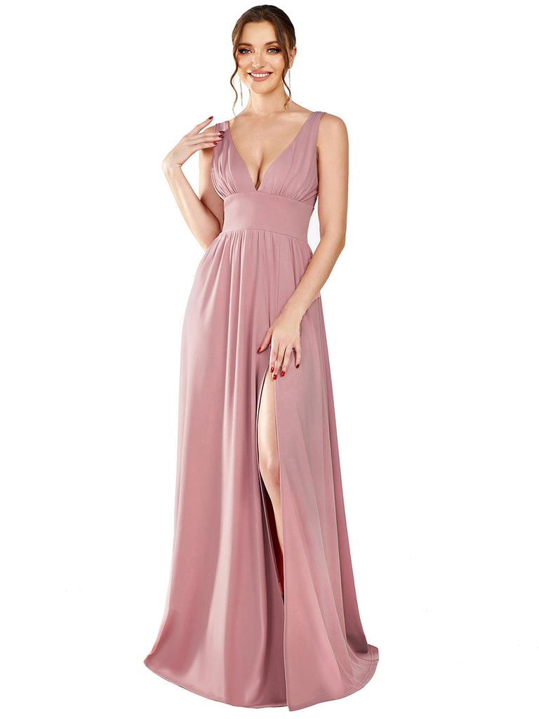 Ever-Pretty Women's Side Slit Double V-Neck Sleeveless Maxi Evening Gowns Party Dress
