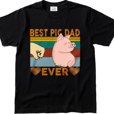 New Arrived For Him Summer Tshirt Vintage Best Pig Dad Ever With Heart And Hand Retro Men Tops Comfort Tshirt Quick Dry Shirt