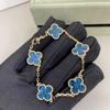 Exquisites Vierblättriges Kleeblatt Armband für Damen Fünf-Blüten Armband Zweiseitiges Natürliches Weißes Perlmutt und Karneol Armband