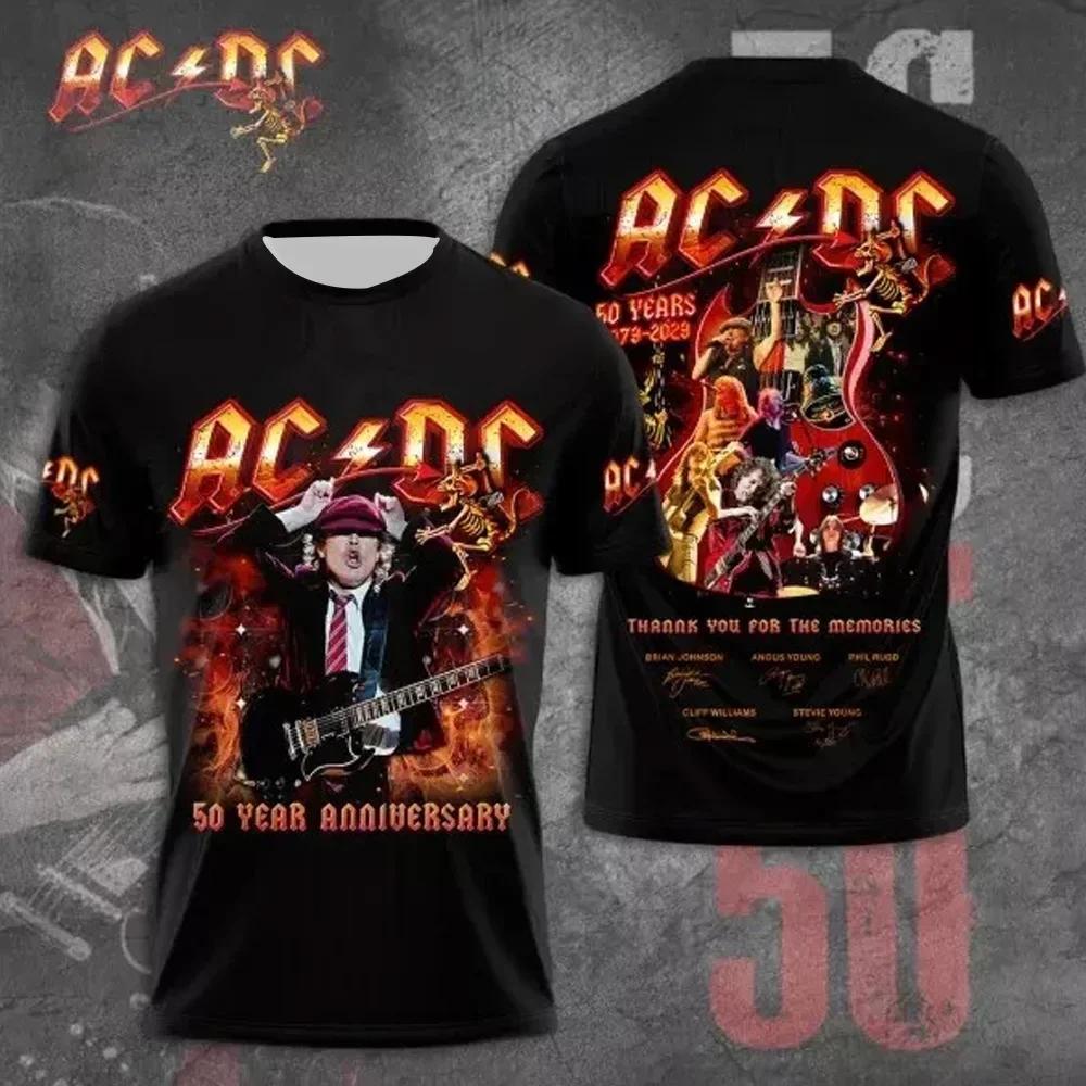 Xuhaijian02 Rock Band Plus-size Heren T-shirt ACDC 3D Print Sportief Ademend Straat Casual Hip-hop Heavy Metal Muziek Korte Mouw 4XL