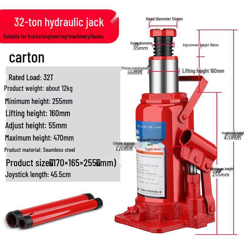 2-Ton Vertical Hydraulic Bottle Jack for Small Cars, Off-road SUVs, and Vans