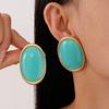 Exaggeration Retro Geometric Ellipse Resin Stud Earrings for Women Personality Charm Wedding Bride Party Jewelry No Fade Gift