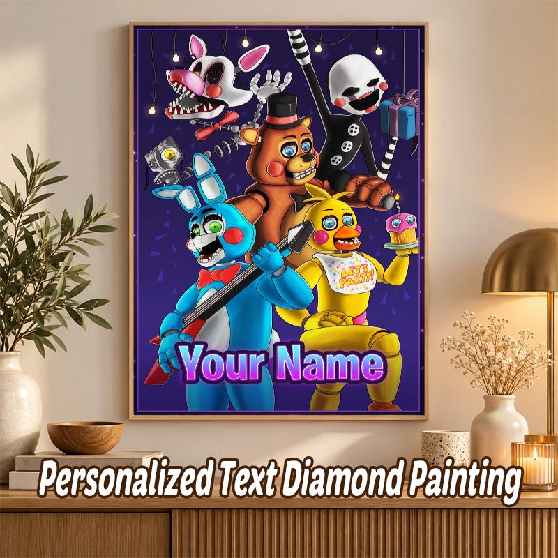 Kit Pittura Diamante 5D Nome Personalizzato Five Nights at Freddy’s Decorazione Artistica Diamante Full Drill Fai da Te