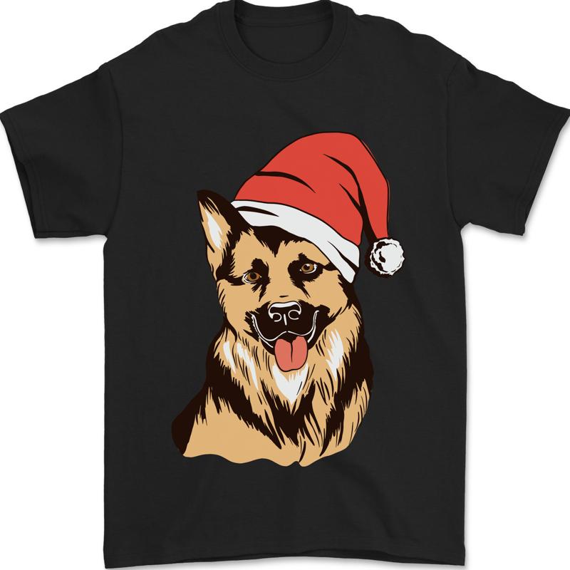 Men's German Shepherd Christmas 100% Cotton T-Shirt