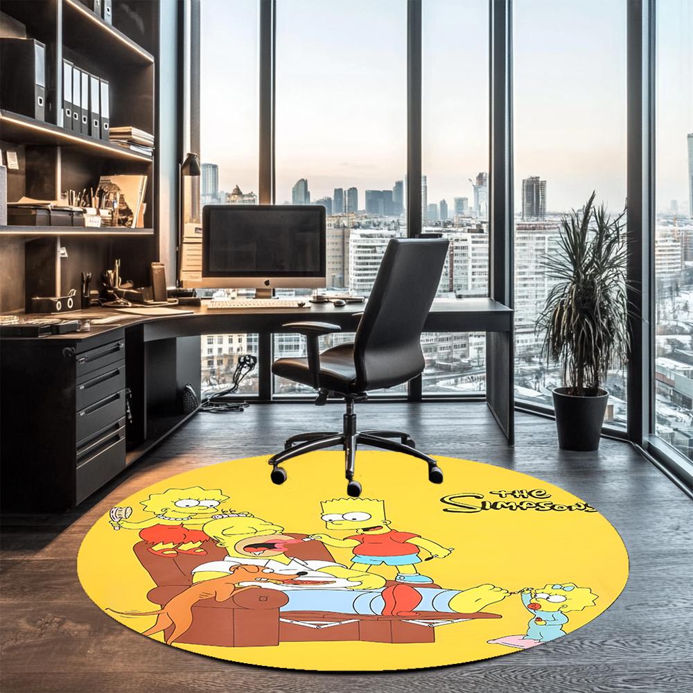 THE SIMPSONS Printed Round Rug Carpet Chair Rug Area Rug Entryway Doormats,for Office Chair Living Room Bedroom Kitchen Room.