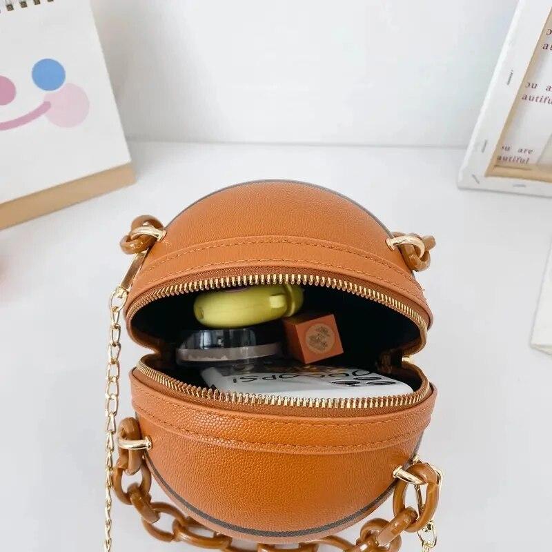 2024 New Fashionable Women's Shoulder Bag, Leather Chain Basketball Bag, Letter Printed Crossbody Bag