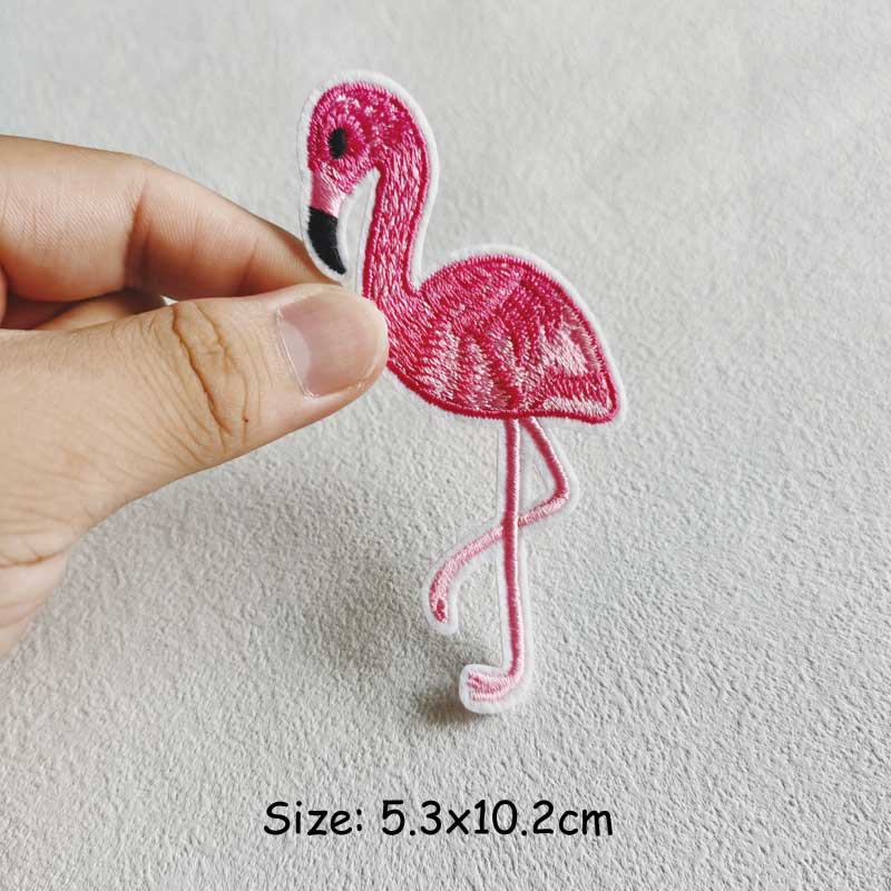 Flamingo Embroidery Patch Sewing Heat Press Appliqued Diy Jeans Clothes Stickers Parches Ropa Iron-On Patches Sewing Badge