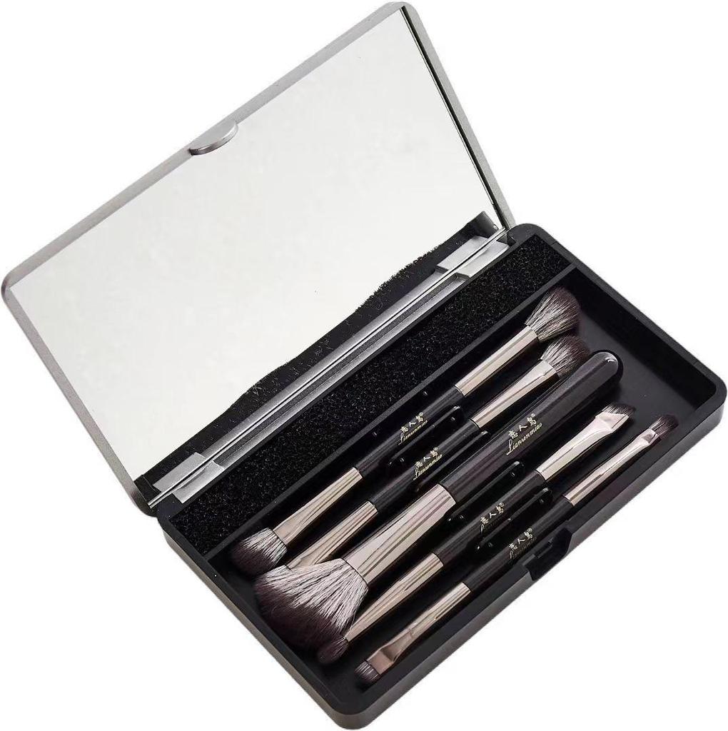 Little Sparrow 5-Piece Double-Ended Eyeshadow Brush Set with Mirror